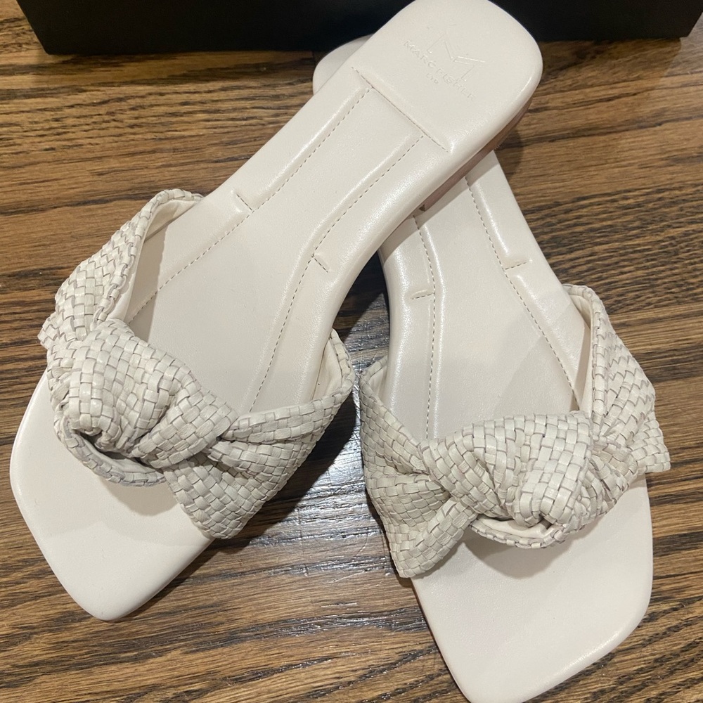 Marc Fisher Cream Marlon Slide Sandals